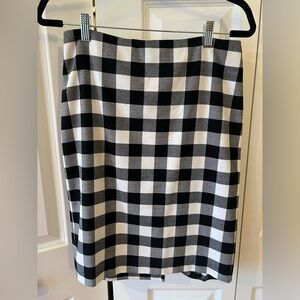 Ann Taylor Black and White Gingham Pencil Skirt